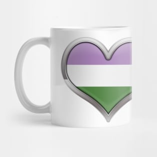 Large Genderqueer Pride Flag Colored Heart with Chrome Frame Mug